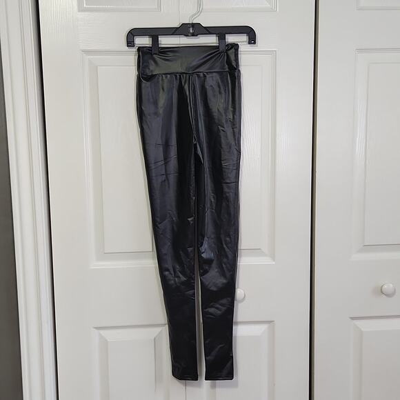 Steve Madden Revolve Skinny Dip Black Faux Leather Pants XS Stretch Academia - Picture 3 of 12